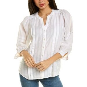 J. McLaughlin Women's Size XS White 3/4 Balloon Sleeves 100% Cotton Pullover Top